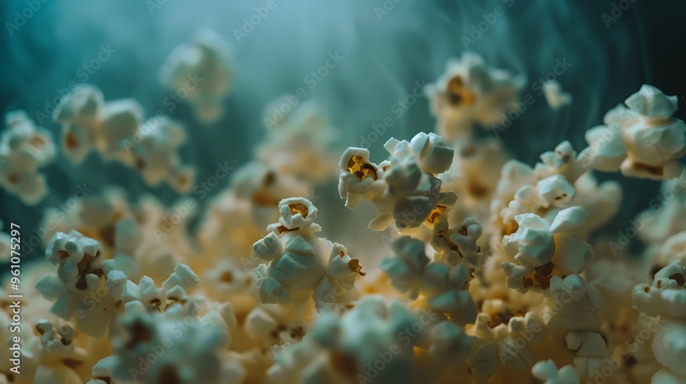Pile of popcorn on blurred background. Pile of popcorn on blurred background.