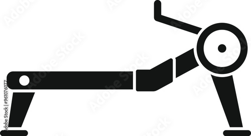Simple icon of a rowing machine, perfect for representing gym equipment and workouts