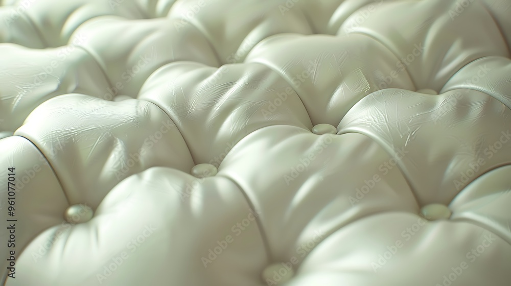 Obraz premium white leather texture with buttons for pattern and background.
