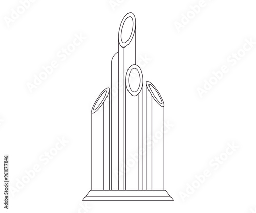 Sharp bamboo monument tugu bambu runcing Indonesia Surabaya landmark tourist destination design outline