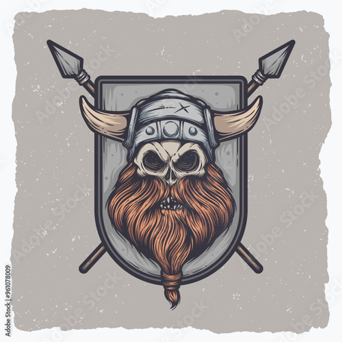 Viking Skull with Braided Beard