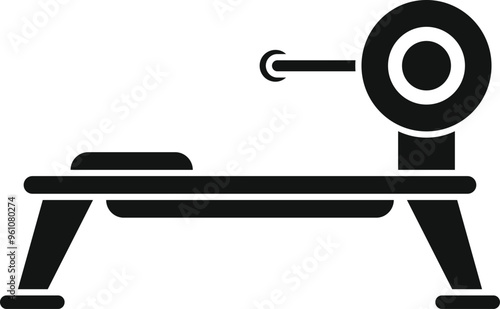 Simple icon of a rowing machine being used for strength training and cardio