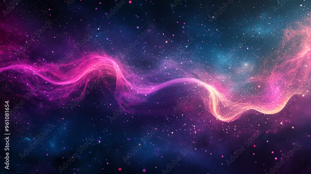 Fototapeta premium A cosmic background with a bright pink and yellow nebula.