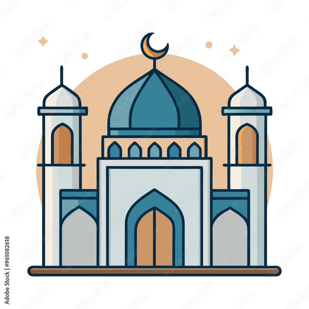 A minimalist vector illustration of a masjid