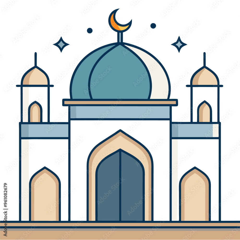 A minimalist vector illustration of a masjid