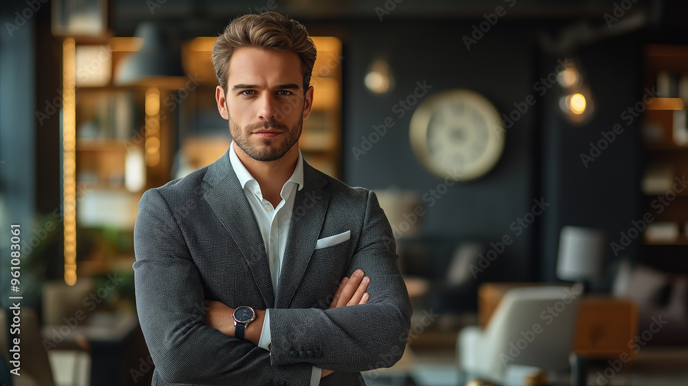 Fototapeta premium young, beautiful man in a contemporary office ,