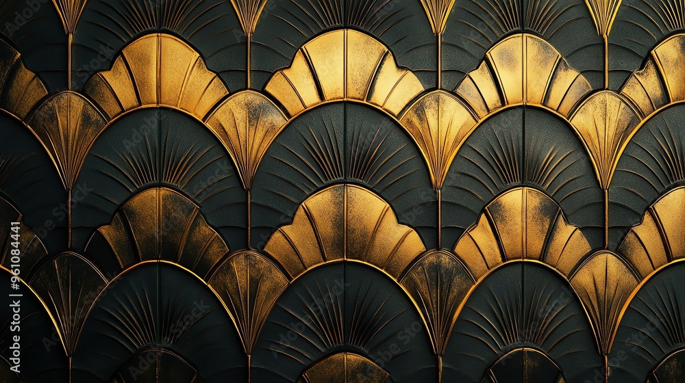 Black and gold art deco pattern. Black and gold art deco pattern.
