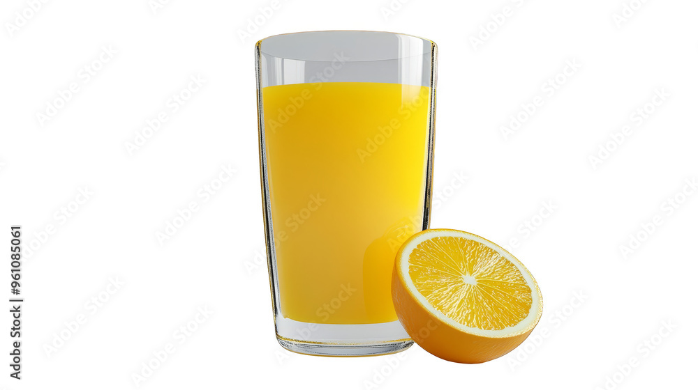 Glass of Orange Juice with Half Orange Slice Glass of Orange Juice with Half Orange Slice