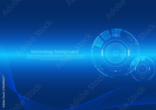 Blue circle and line technology abstract technology innovation concept vector background and glowing light