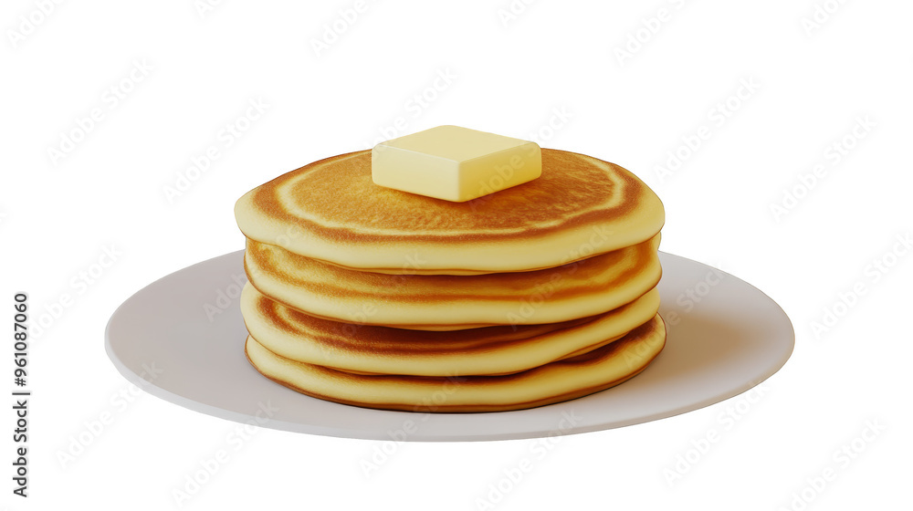 Delicious Buttery Pancakes on White Plate Delicious Buttery Pancakes on White Plate