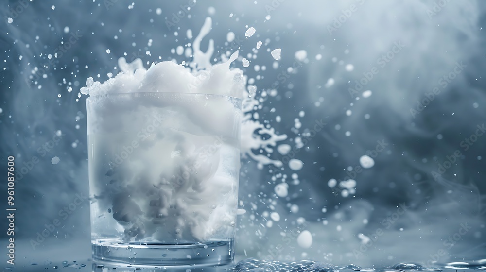 Hazy liquid nitrogen beverage against a silver backdrop Hazy liquid nitrogen beverage against a silver backdrop