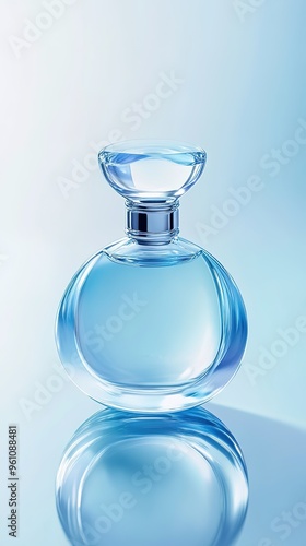 Elegant Glass Perfume Bottle with a Luxurious Design and Gold Accents. A Refined and Sophisticated Fragrance Container.