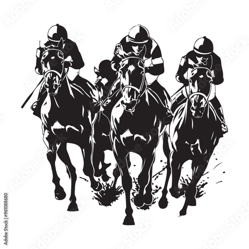 Racehorse Silhouette Vector Images. Horse Race Track Stock Illustrations