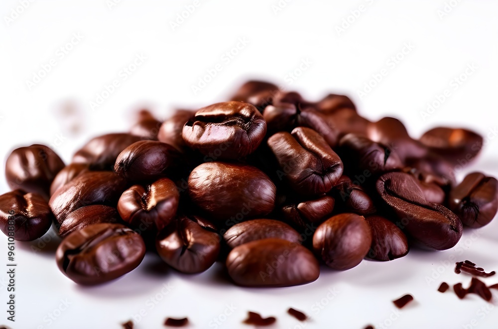 Bunch of coffee beans with a white background Bunch of coffee beans with a white background