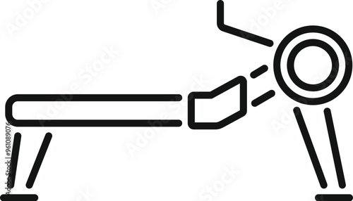 Gym rowing machine icon representing rowing exercise for cardio and strength training