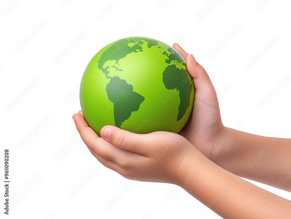 Hands holding a green globe symbolizing environmental care and sustainability Hands holding a green globe symbolizing environmental care and sustainability