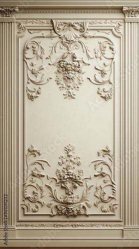 Elegant relief wall panel featuring intricate floral designs, adding a touch of sophistication to any interior space.