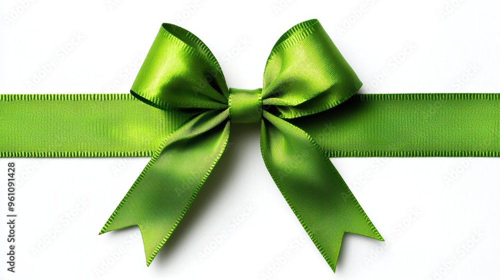 A vibrant green ribbon with a beautiful bow, perfect for gift wrapping or decorative purposes, symbolizing joy and celebration. A vibrant green ribbon with a beautiful bow, perfect for gift wrapping or decorative purposes, symbolizing joy and celebration.