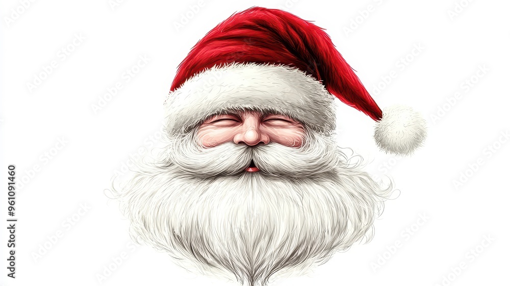 Santa Claus beard and hat, Christmas costume accessory, cartoon style, isolated on white background Santa Claus beard and hat, Christmas costume accessory, cartoon style, isolated on white background