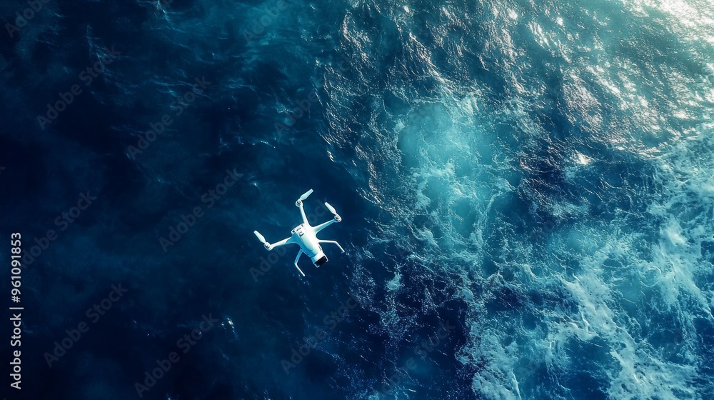 Drone Flying Over a Deep Blue Sea Drone Flying Over a Deep Blue Sea