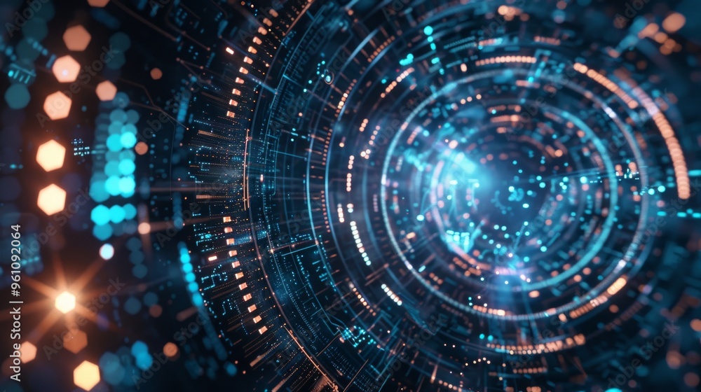 Obraz premium Digital Tunnel of Light and Data