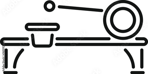 Gym rowing machine icon in outline style isolated on white background