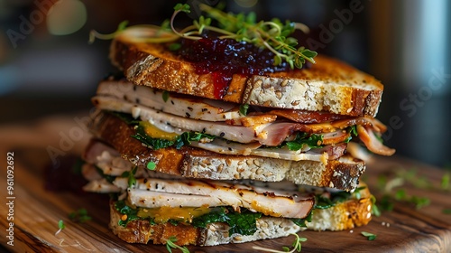 Obraz na płótnie Homemade sandwich prepared with leftover from thanksgiving day w salonie