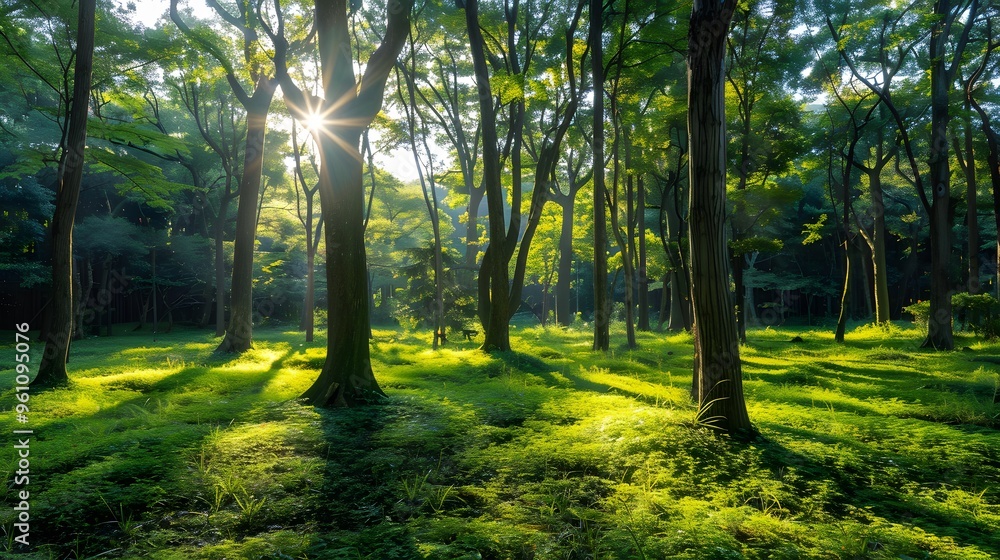 Sunbeams Through Forest Trees Sunbeams Through Forest Trees