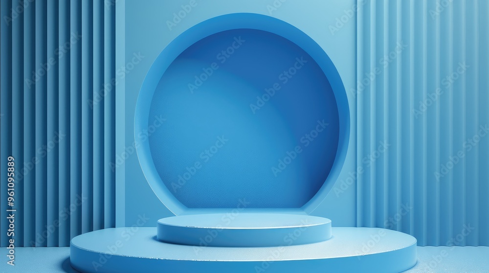 Geometric podium on blue abstract background for product display. Geometric podium on blue abstract background for product display.