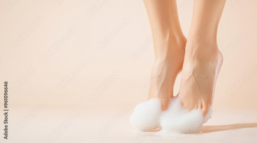 Naklejka premium Woman Applying Cooling Gel to Soothe Swollen Ankles for Injury Relief and Skin Nourishment