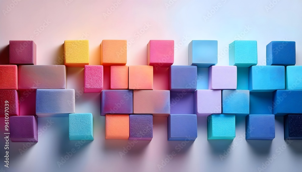 3D render of colorful plasticine blocks on a white background. 3D render of colorful plasticine blocks on a white background.