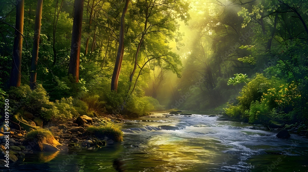 Obraz premium Sunlit Forest Stream