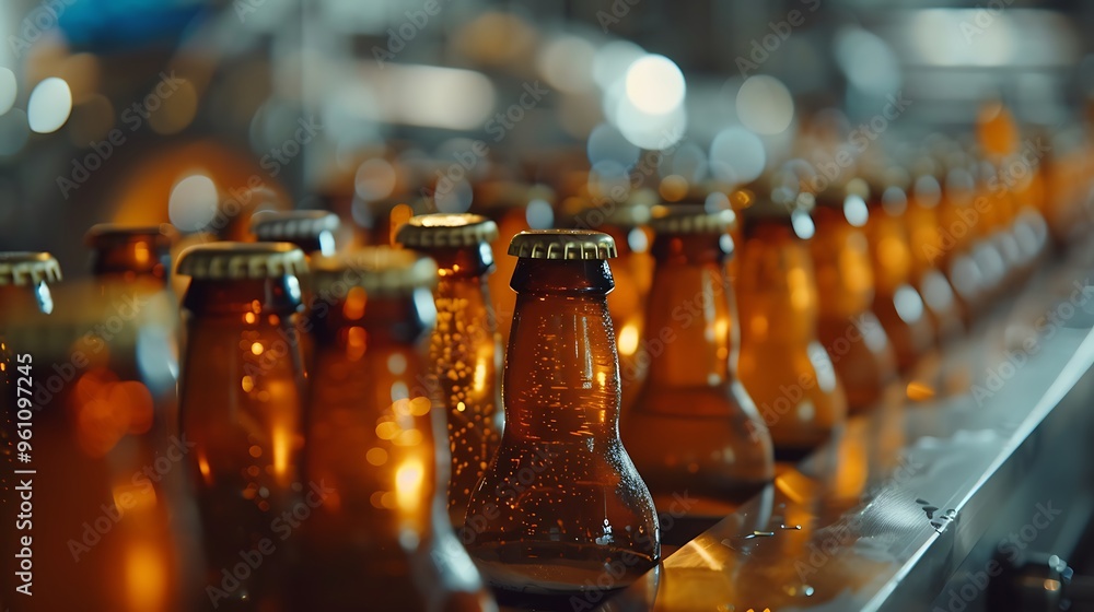 In a glass bottle plant brewing and bottling beer