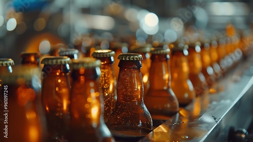 Obraz na płótnie In a glass bottle plant brewing and bottling beer w salonie