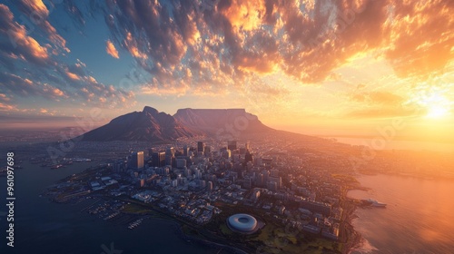 Golden Sunset Over Cape Town Cityscape