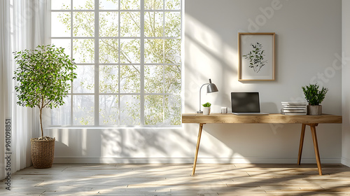 Home office style Minimalist  soft bright and sunlight