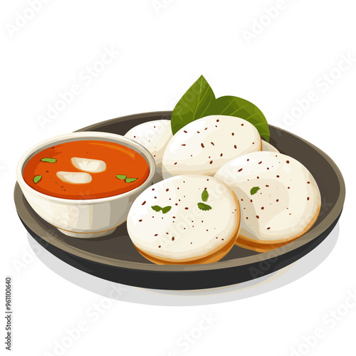 South Indian Idli with Sambar Illustration