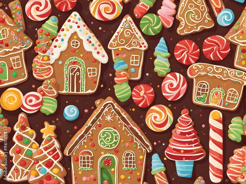 abstract wallpaper illustration of of gingerbread house decorations abstract wallpaper illustration of of gingerbread house decorations