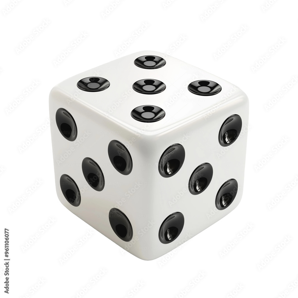 Close up of a white dice with black dots showing different numbers Close up of a white dice with black dots showing different numbers