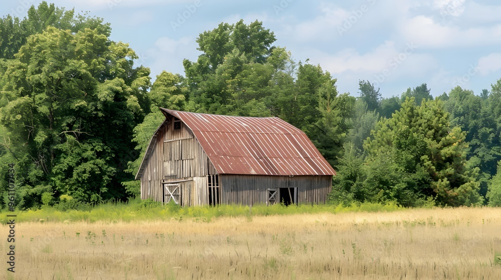 Rustic Barn in a Field of Golden Grass Rustic Barn in a Field of Golden Grass