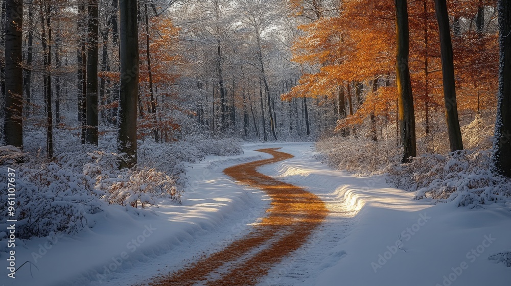 A snowy forest path A snowy forest path