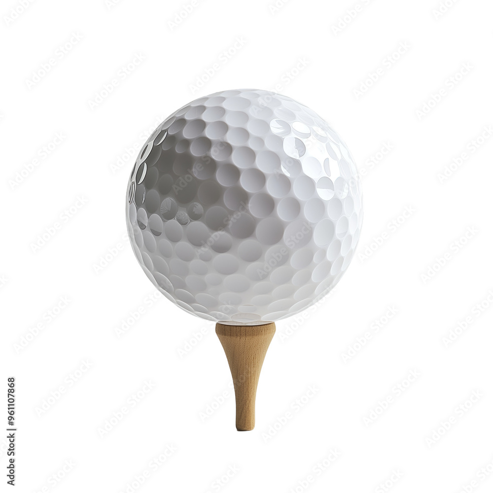 Close up of a golf ball on a wooden tee, ready for play Close up of a golf ball on a wooden tee, ready for play