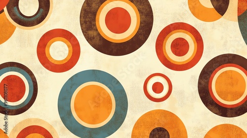 A vintage style background featuring colorful circles with a distressed texture.