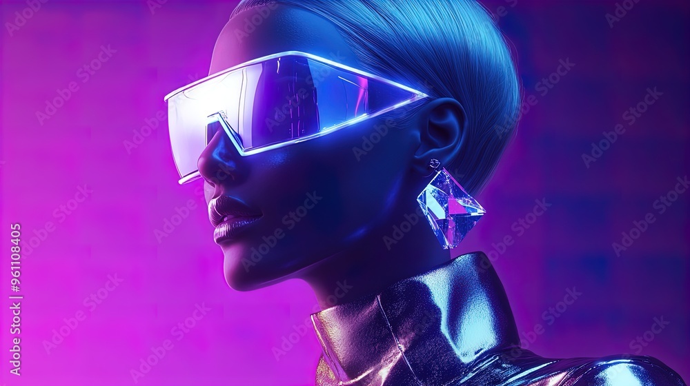 Futuristic Fashion Icon: Platinum-Haired Model in Golden Suit with Holographic Details – Perfect for High-Tech Interior Posters or Avant-Garde Sport Decor! Futuristic Fashion Icon: Platinum-Haired Model in Golden Suit with Holographic Details – Perfect for High-Tech Interior Posters or Avant-Garde Sport Decor!