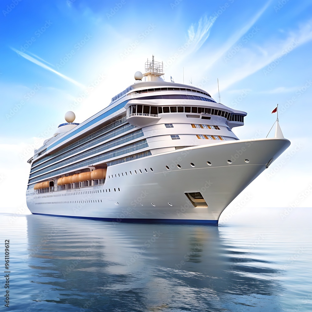A cruise ship is docked in the ocean A cruise ship is docked in the ocean