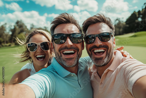 Golfer celebrating a hole-in-one with friends