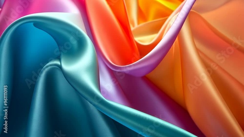 Wallpaper Mural Colorful fabric waves flowing in vibrant hues showcasing texture and light play in a dynamic arrangement Torontodigital.ca