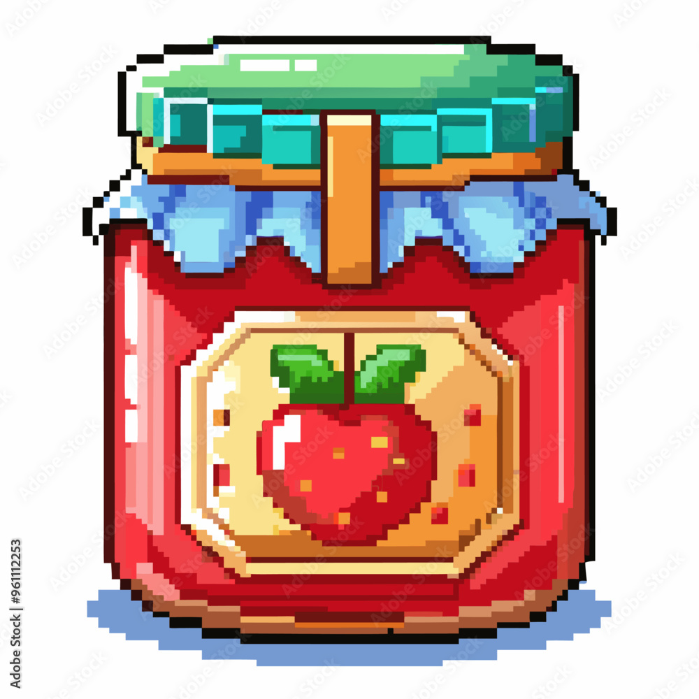 A jar of strawberry jam with a green lid A jar of strawberry jam with a green lid