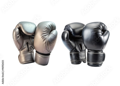 Set of Gray or Black boxing gloves isolated transparency or JPEG background photo