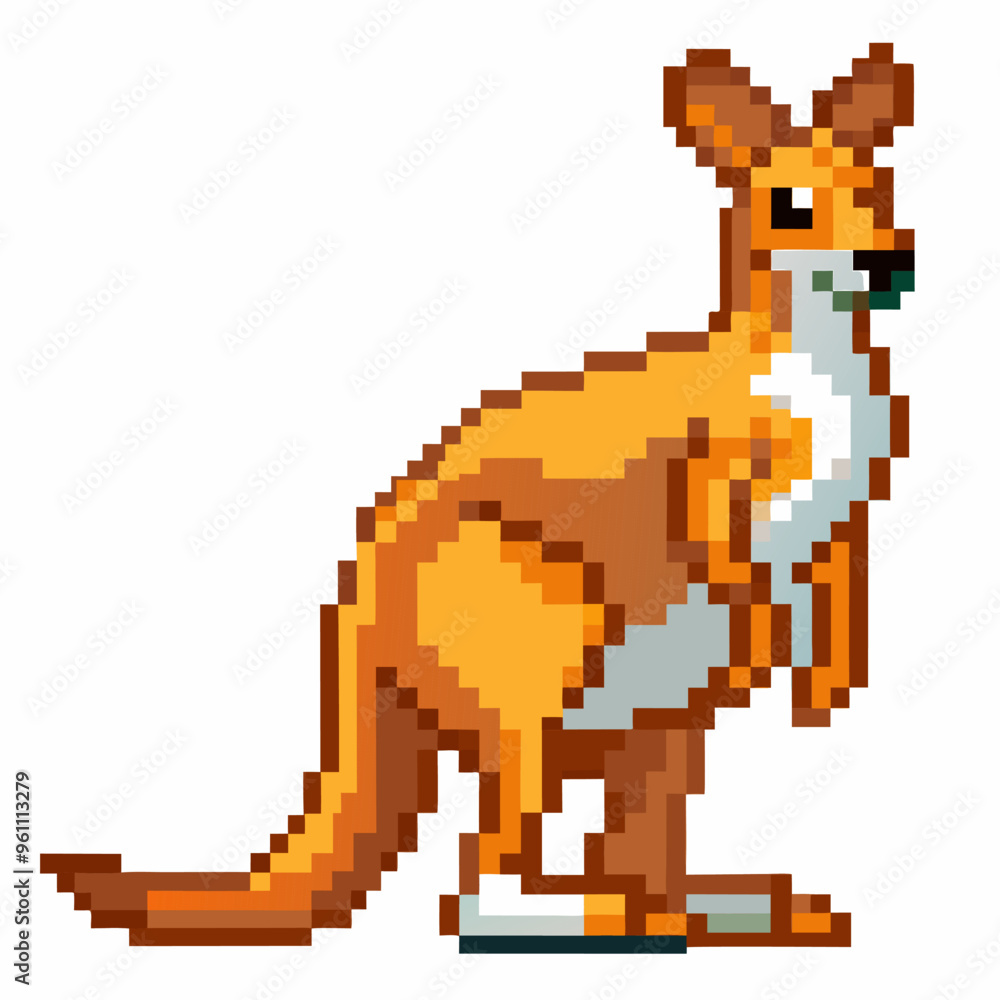 Obraz premium Pixel Art Kangaroo Retro Australian Animal in Classic 8 bit Style